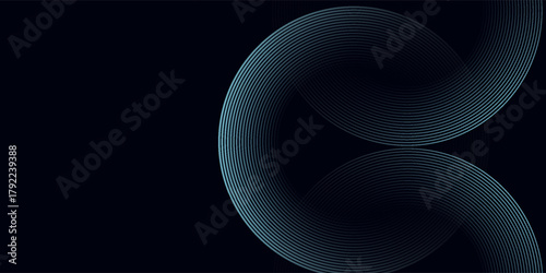 Round frame colorful blue green light isolated on dark background. Abstract circles lines pattern. Vector illustration concept for music, digital, modern science, Ai technology