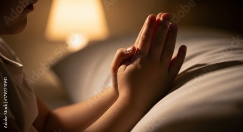 Wallpaper Mural Prayer Hand of Child Before Sleep Representing Innocence and Pure Connection to Divine Peace Torontodigital.ca