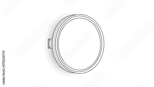 A circular sign with a double border mounted on a bracket