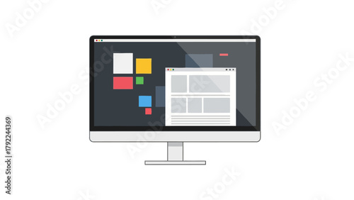 A computer monitor displaying a webpage with colorful squares