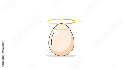 A creamcolored egg with a golden halo and rays of light