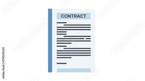 A document labeled CONTRACT with horizontal lines representing text
