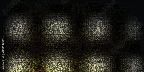 Futuristic yellow light dot texture blending smoothly into black background.
