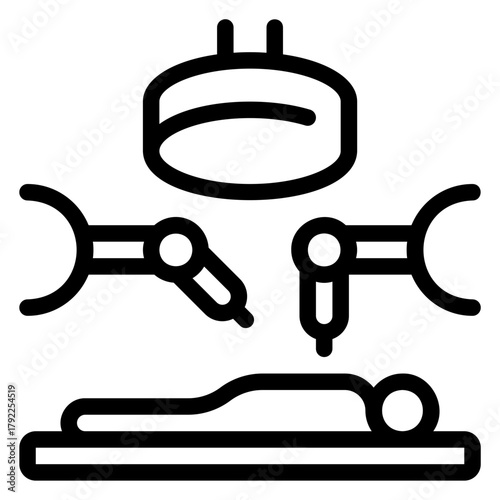 Modern robotic surgery illustration offering precision healthcare solutions, symbolizing medical innovation and advanced treatment in surgical settings