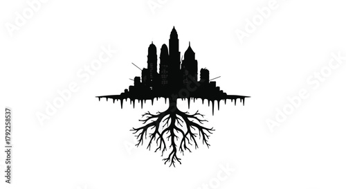 Urban roots symbolize the deep connection between city life and nature's foundation.