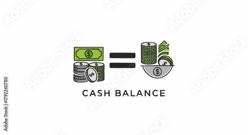 Cash Balance Illustration - Money, Coins, and Financial Equilibrium.