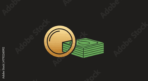 Financial Growth and Investment - Coin and Stack of Cash.