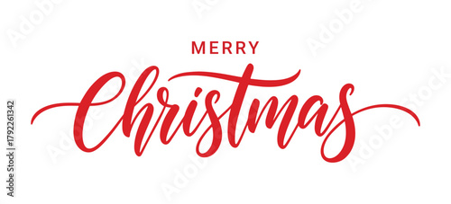 bold red merry christmas typography in elegant script style perfect for greeting cards posters and holiday decorations