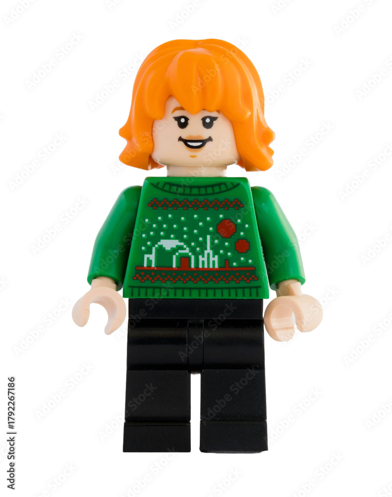 Naklejka premium Dortmund - Deutschland 4. November 2025 - Lego Figur Nami im Pullover der Serie One Piece - Studio Aufnahme