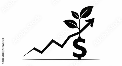 Investment Growth Concept with Dollar Sign and Rising Arrow.