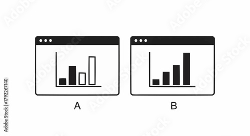 A B Testing Comparison of Bar Charts in Browser Windows.