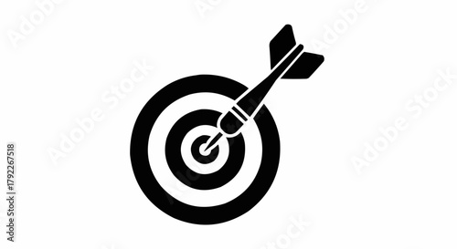 Simple black icon of a dart hitting the bullseye of a target.
