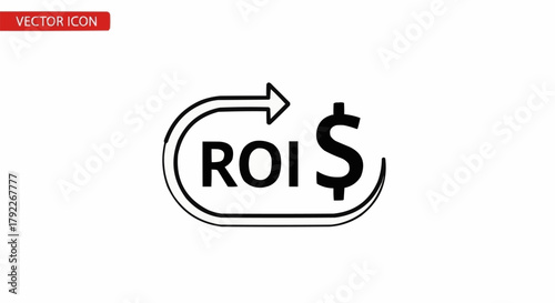 Return on Investment ROI Dollar Sign Icon Business Finance Concept.