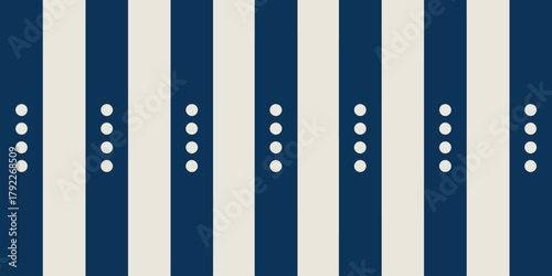 A pattern of alternating blue and white stripes with four white circles on each blue stripe evenly spaced