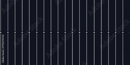 Repeating pattern of vertical lines with small circles against a dark blue background creating a design