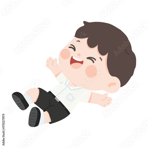 Illustration of Happy Boy Lying Down