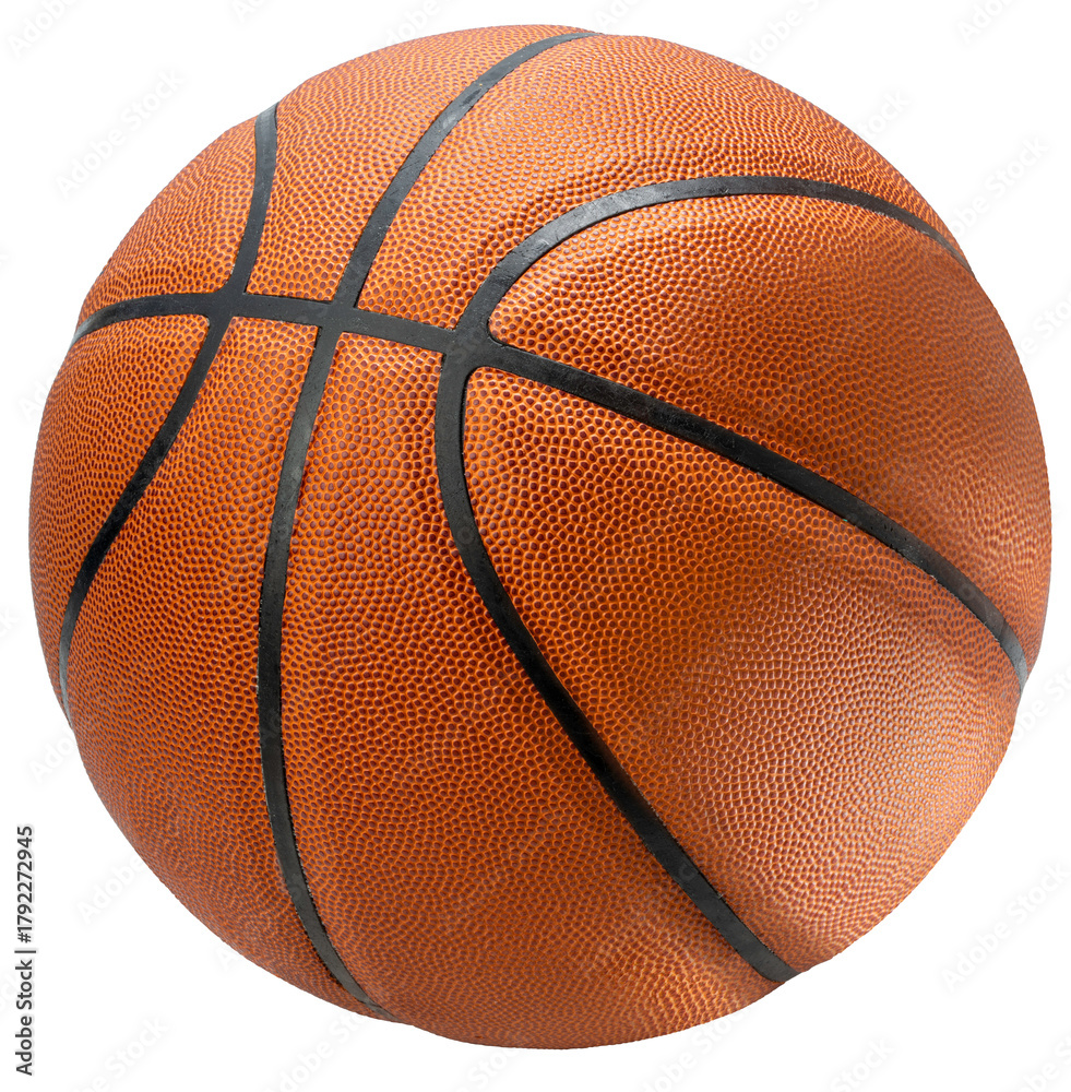 Fototapeta premium Basketball ball on white background, Basketball sports equipment isolated on white PNG File.