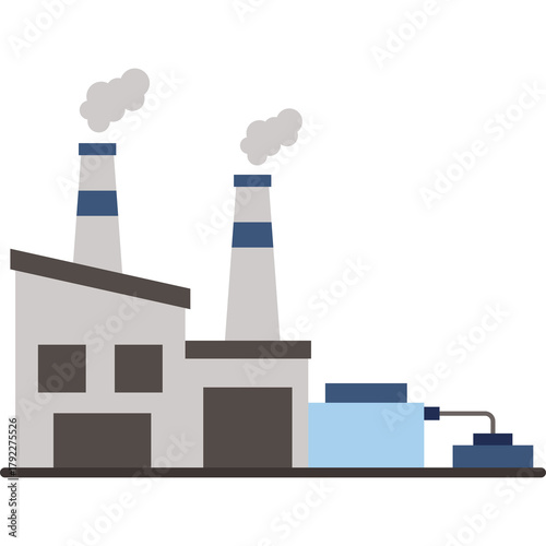 Wallpaper Mural Industrial factory with two chimneys emitting smoke on a white background in a flat design style Torontodigital.ca