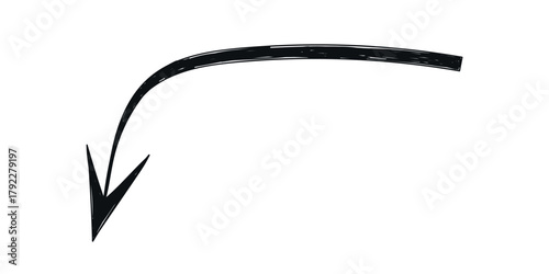 Hand drawn crayon movement black arrow. Grunge squiggly arrow. Pencil chalk lines sketch. Color brush scribble element. Doodle vector illustration.