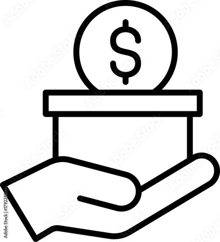 Black charity icon - outline