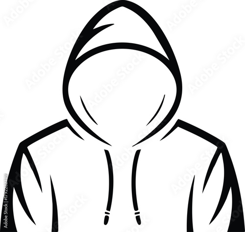 Outline Drawing of a Hooded Sweatshirt, Incognito Hacker or Anonymous Vector Graphic, illustration, vector