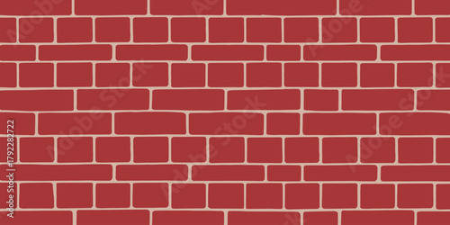 A red brick wall with light mortar is arranged in a running bond pattern creating a textured surface