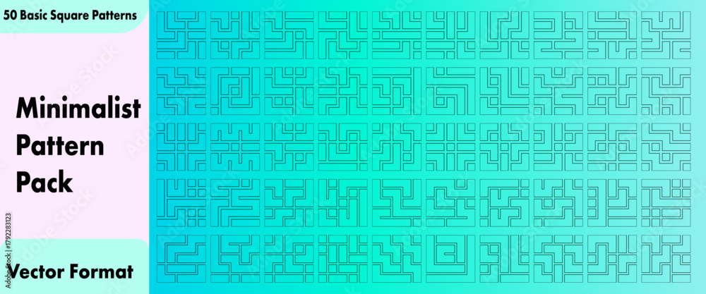 Naklejka premium 50 Basic Minimalist Square Vector Patterns Pack
