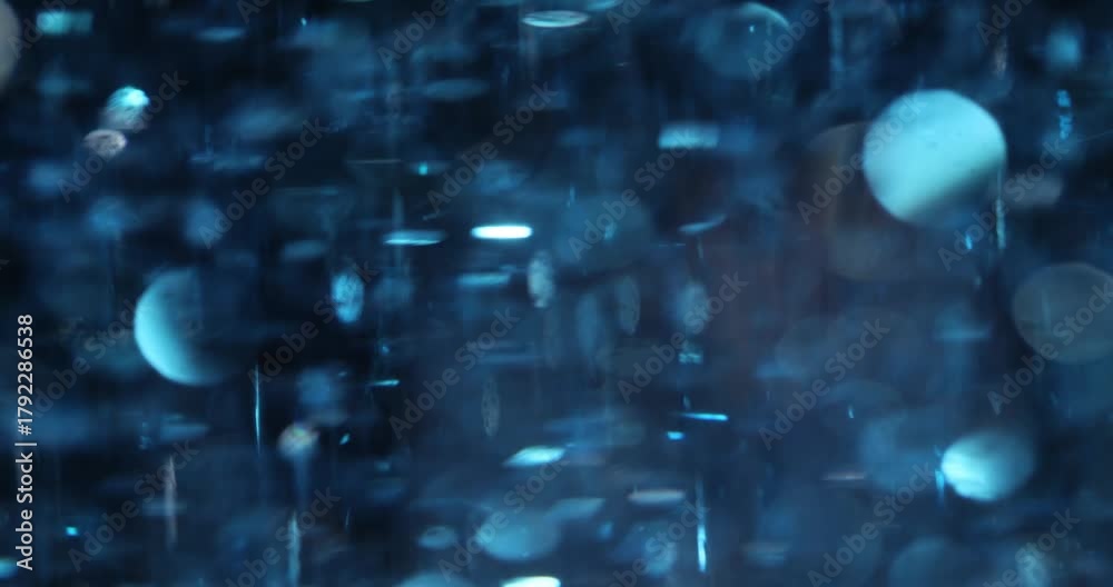 Shimmering blue particles create breathtaking spectacle. Luxurious holiday glitter and sequins enhance sense of festivity and excitement