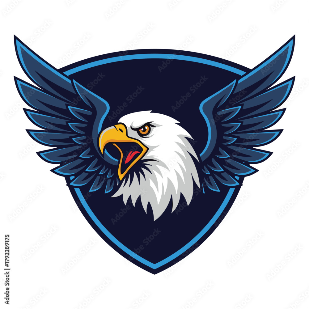 Obraz premium Fierce Eagle Emblem with Wings Spread Wide