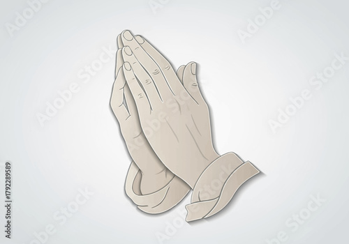 Praying Hands Illustration with Soft Colors and Subtle Shading.