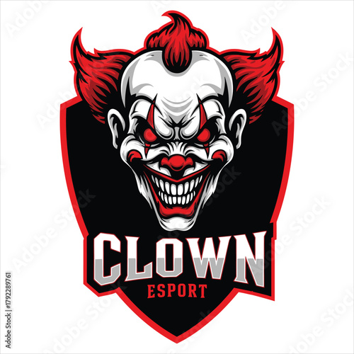 Scary Clown Esports Logo with "CLOWN ESPORT" Text