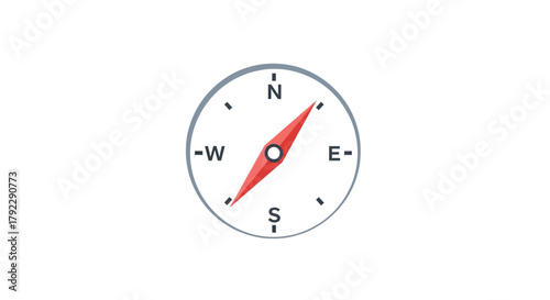 A red-tipped compass points the way on a white background.