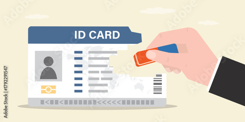 Photos Businessman or politician removed ID card with eraser