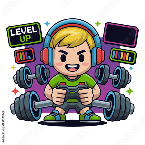 a cartoon boy  playing games with a controller