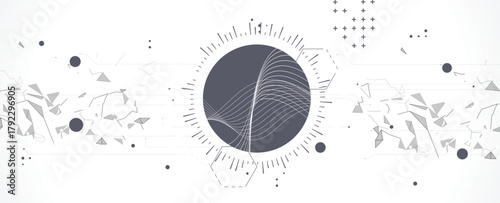 Futuristic hexagons, DNA strands, connected neural web