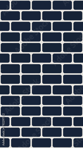 Dark blue brick pattern with rounded edges and white grout forming a repeating wall design texture