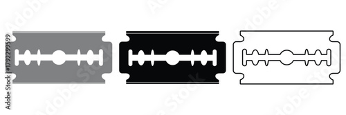 Razor Blade icon vector set. Silhouette of razor blade vector icon. Out line of razor blade vector symbol. Silhouette of blade vector illustration.	