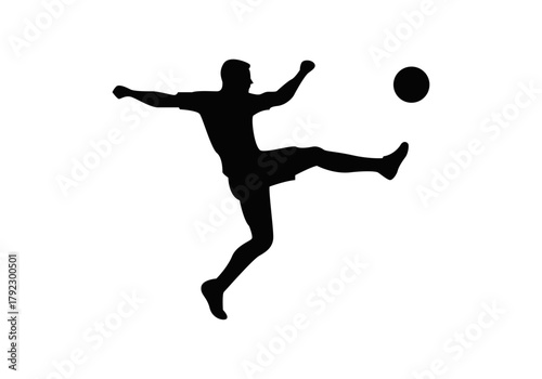 Silueta de un futbolista pateando un balón.