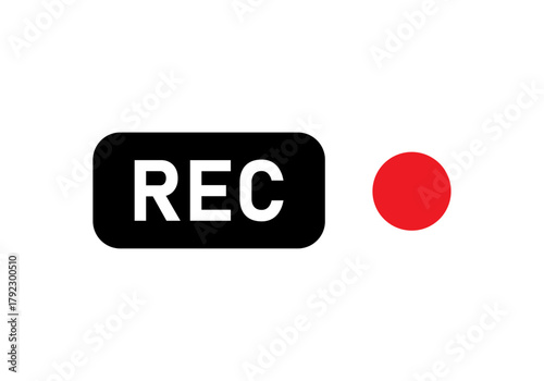 Botón de grabación rec con círculo rojo aislado sobre fondo blanco