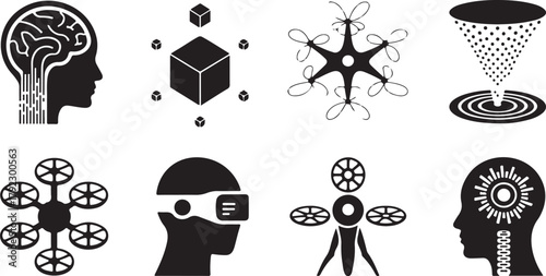 Vector silhouettes of cartoon women characters set for fun art design