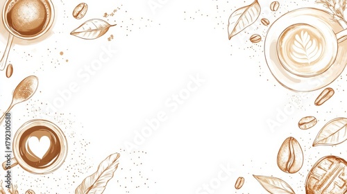 35.Vector Frame with Doodle Coffee and Abstract Elements