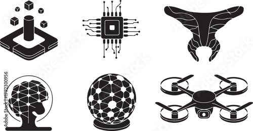 A set of Technology vector illustration with a nature ecology design