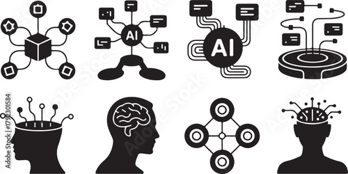 Set of hand drawn vector icons: human hands symbols for web design and business concept illustration