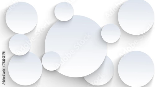Overlapping White Circles with Subtle Shadows on a White Background shapes abstract