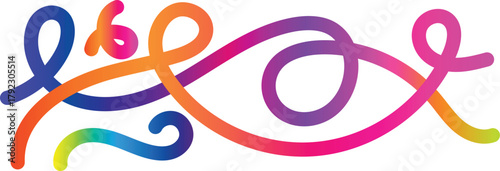 Colorful abstract flowing ribbon shapes with gradient colors background curve vector