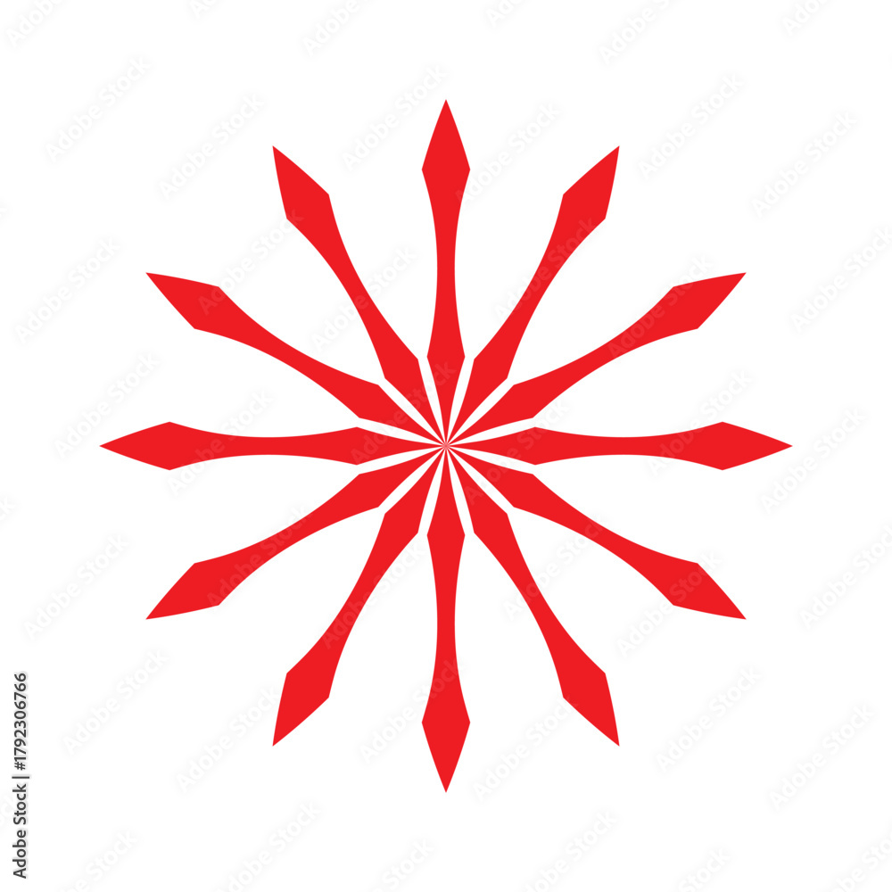 Fototapeta premium Red twelve-point geometric starburst radial design element icon