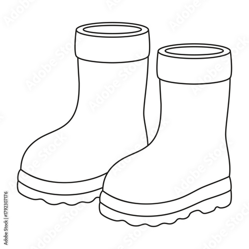 rubber boots in outline
