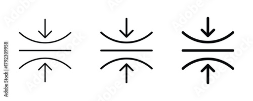 Elastic icon outline set. Elasticity icon set. Compress vector icon symbol.