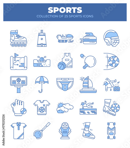 Collection of 25 Sports Icons. A Visual Guide to Various Sports and Activities