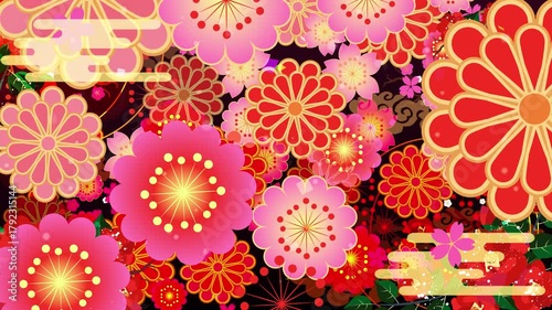 金箔和風紙吹雪背景
